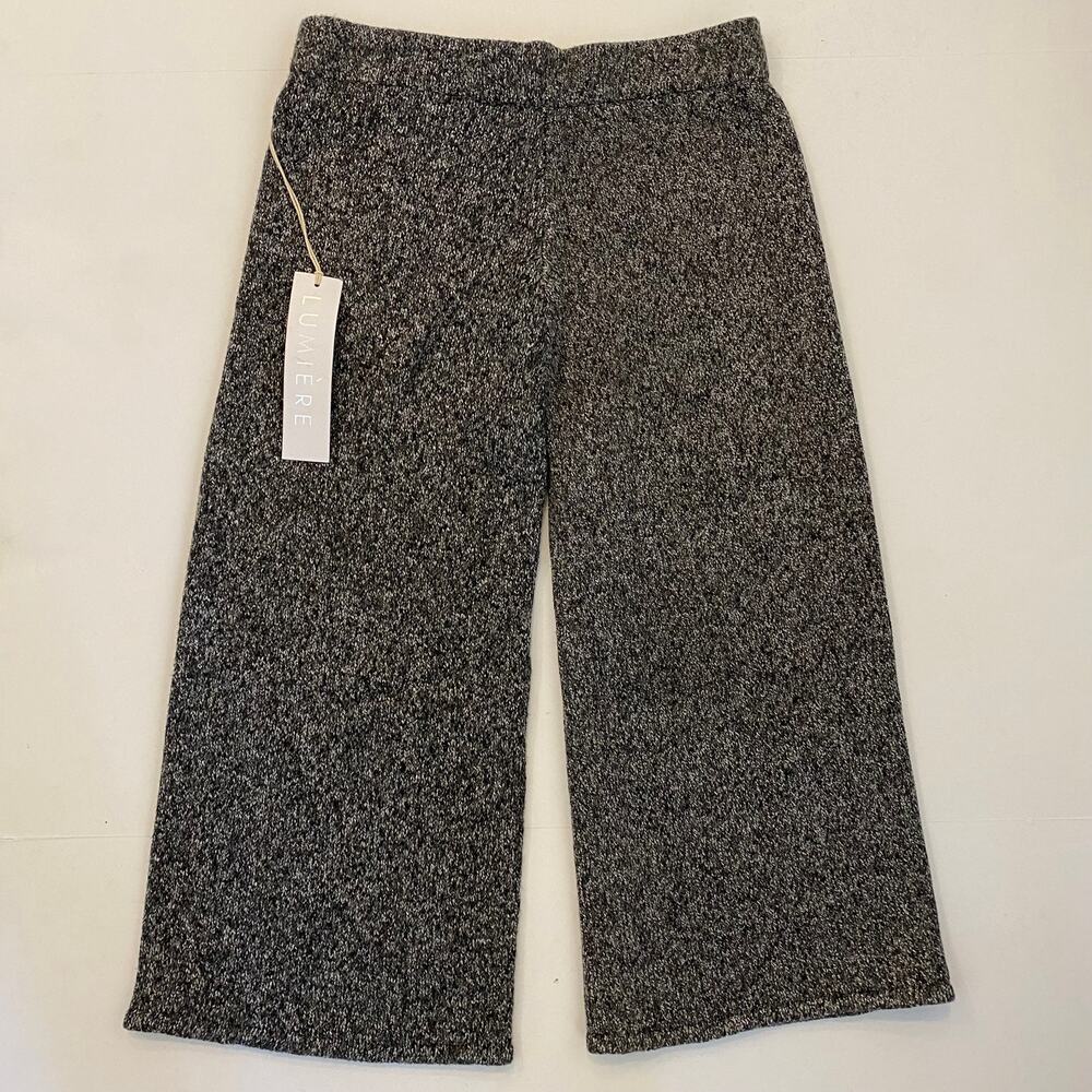 Lumiere Womens Charcoal Pull On Elastic Waist Wide Leg Knit Crop Pant Medium NWT